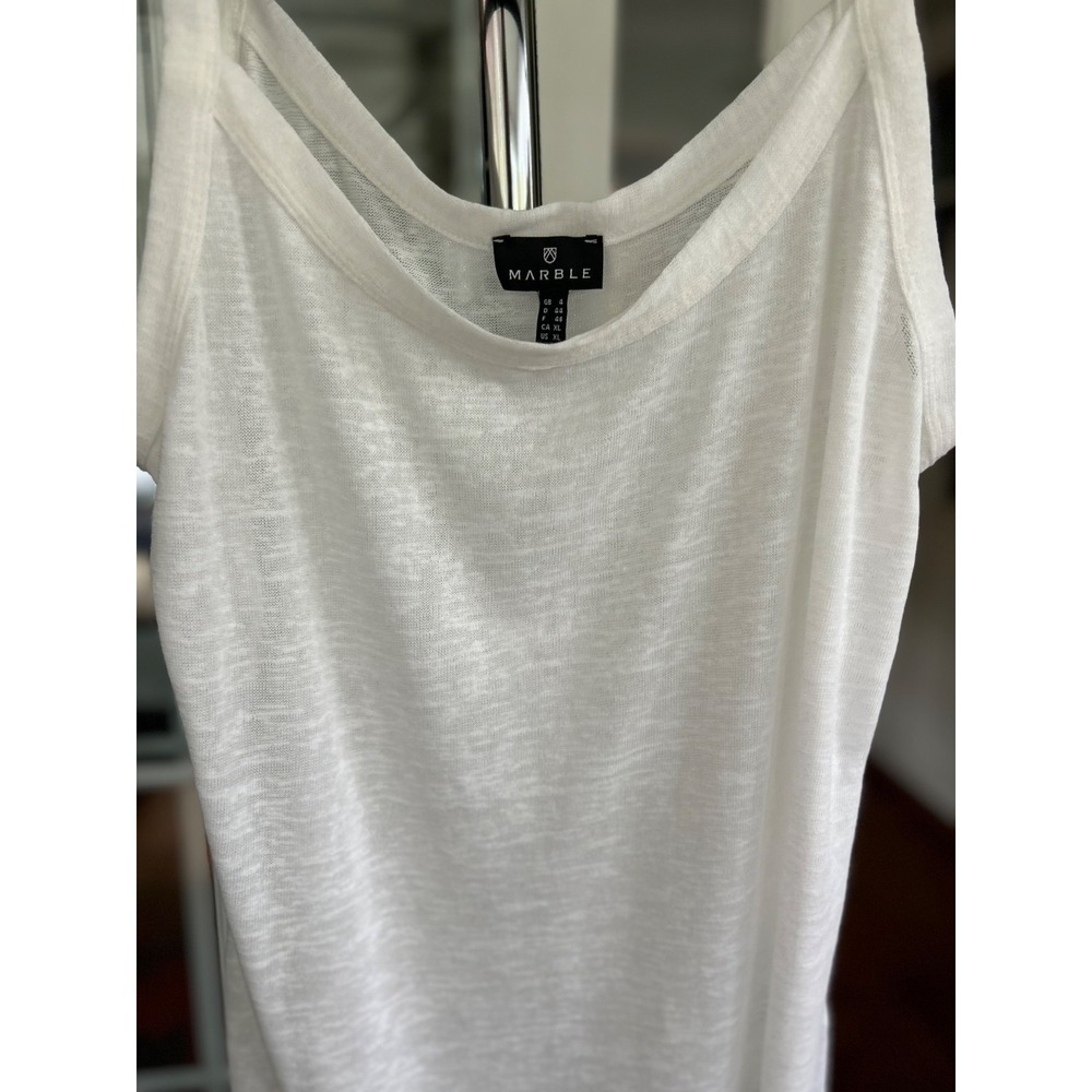 Marble Women's Knit heathered white basic Tank Top cami XL Sleeveless EUC